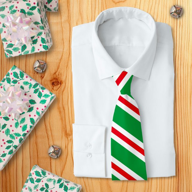 Corbata Navidades de rayas verdes, rojas y blancas (Subido por el creador)