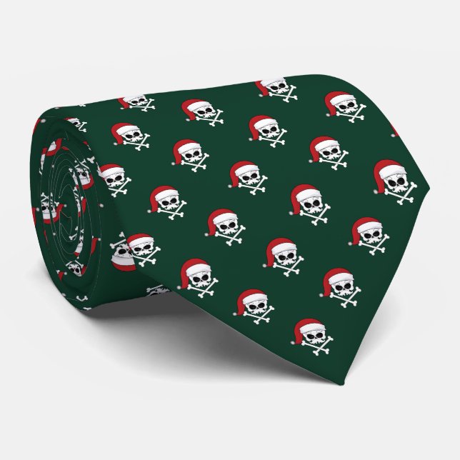 Corbata Navidades de Santa Skulls Grunge (Enrollado)