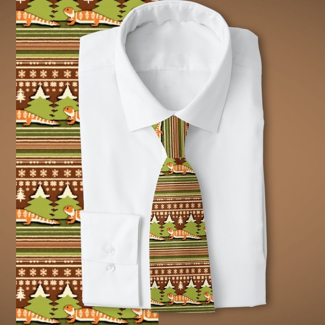 Corbata Navidades de suéter fétido de dragón con barba (The perfect gift for bearded dragon lovers. Ugly Christmas tie)