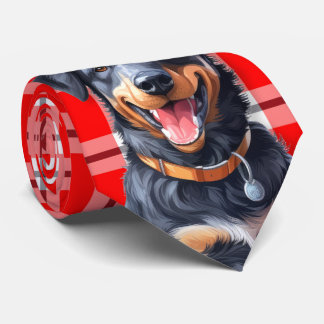 Corbata Navidades de vacaciones de Beauceron Red Plaid