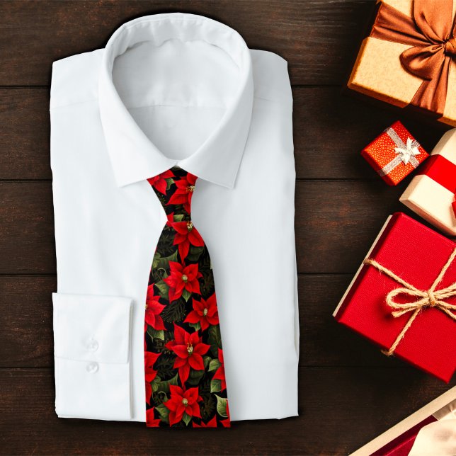 Corbata Navidades de vacaciones rojas Patrón de puninsetti (Subido por el creador)