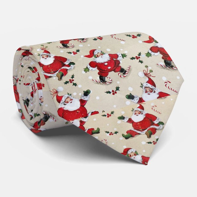 Corbata Navidades de Vintage Santa Claus (Enrollado)