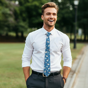 Corbata Navidades del Fiesta del elefante blanco (azul)