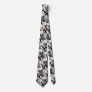 Corbata Navidades del Pastor Alemán Dejan Que Nieva