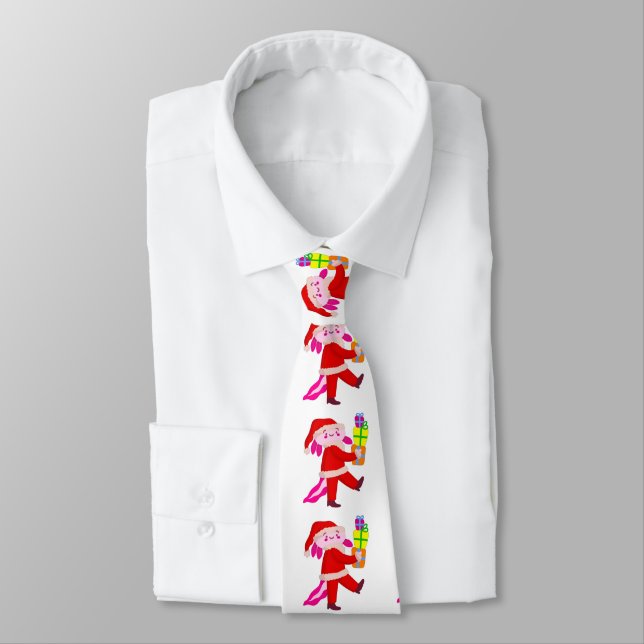 Corbata navidades divertidos axolotl santa claus (Atado)