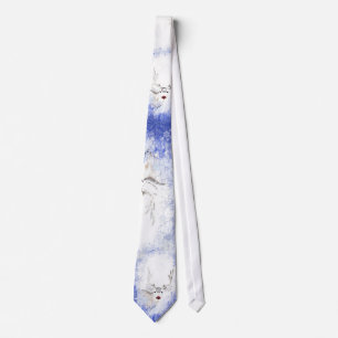 Corbata Navidades divertidos con copos de nieve azules de
