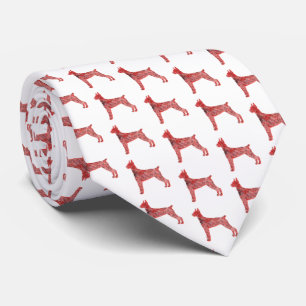 Corbata Navidades Doberman Pinscher Dog Silhouette White