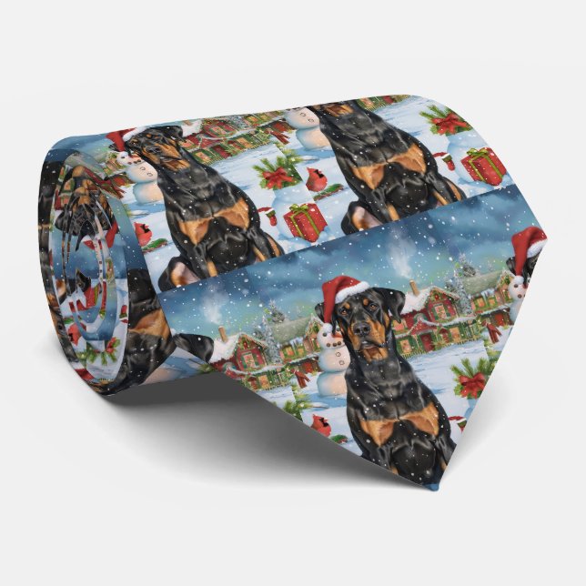 Corbata Navidades Doberman Winter Wonderland (Enrollado)