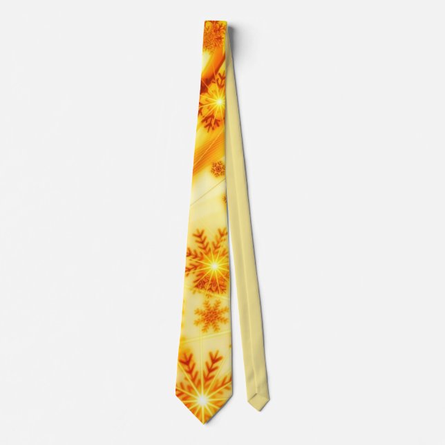 Corbata Navidades dorados copos de nieve (Anverso)
