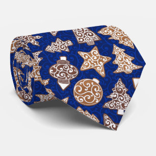 Corbata Navidades elegantes azules de galletas de pan de j