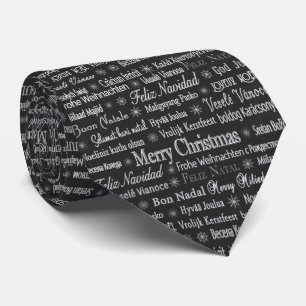 Corbata Navidades Elegantes Festividades Negras Plateadas