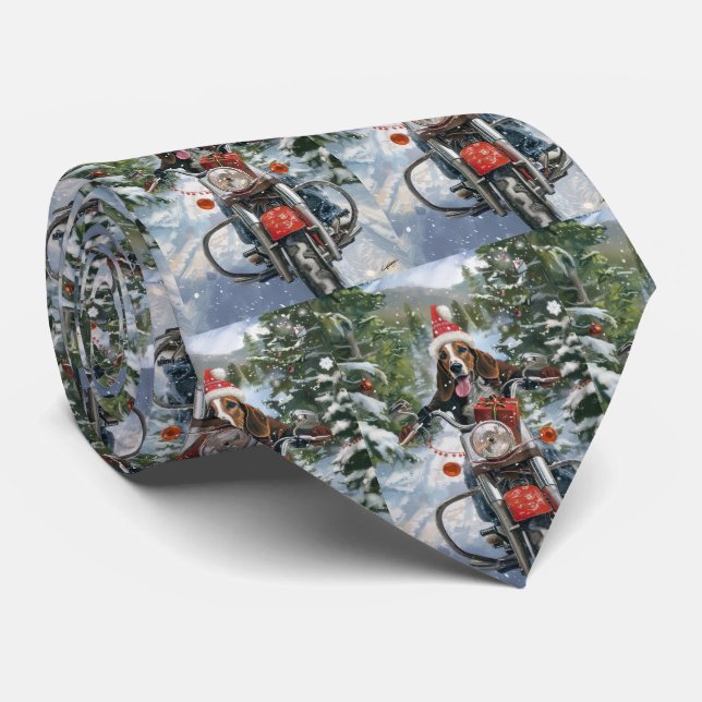 Corbata Navidades en motocicleta de Bluetick Coonhound Dog (Enrollado)