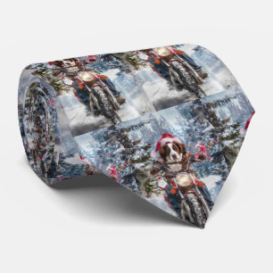 Corbata Navidades en motocicleta de Brittany Spaniel