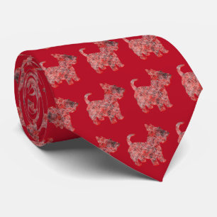 Corbata Navidades escoceses Perro Silhouette Cuello Rojo