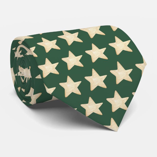 Corbata Navidades Estrellas de cuello verde (Enrollado)