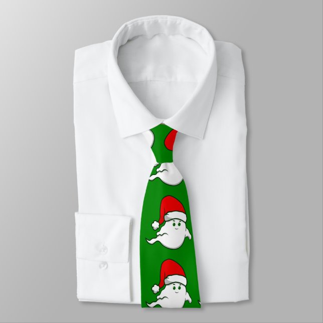 Corbata navidades feos fantasma espeluznante verde (Atado)