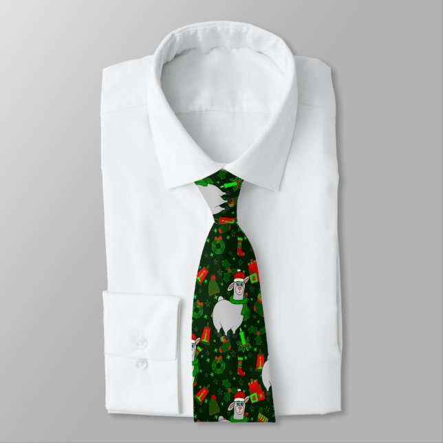 Corbata navidades feos llama santa claus alpaca (Atado)