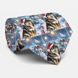 Corbata Navidades finlandeses de invierno de Lapphund disf