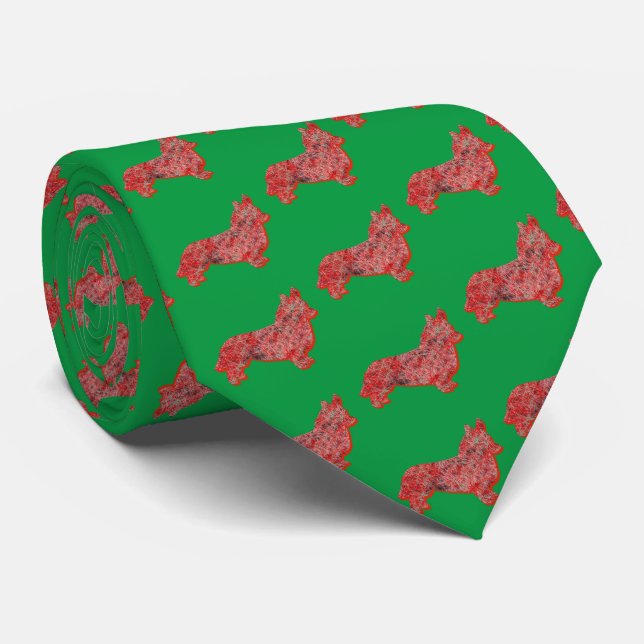 Corbata Navidades galeses de Corgi Perro Silhouette Cuello (Enrollado)