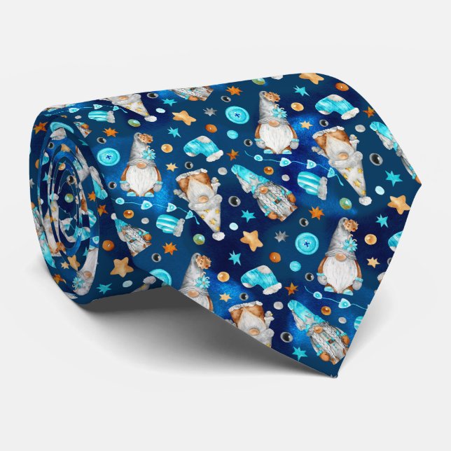 Corbata Navidades guapos escandinavos azules (Enrollado)