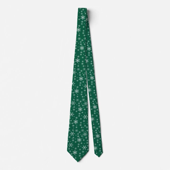 Corbata Navidades Hacen Snowflake En Verde (Anverso)