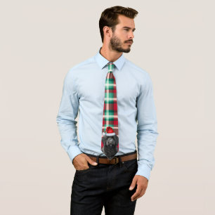 Corbata Navidades Holiday Labradoodle Red Green Plaid