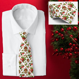 Corbata Navidades Holly, Berries y campanas de oro