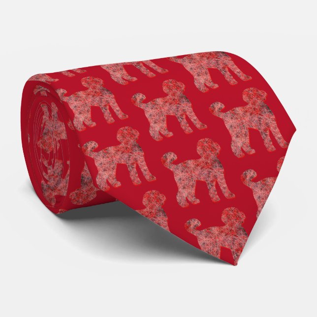 Corbata Navidades Labradoodle Perro Silhouette Red Necktie (Enrollado)