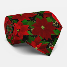 Corbata Navidades negros de Poinsettia Roja
