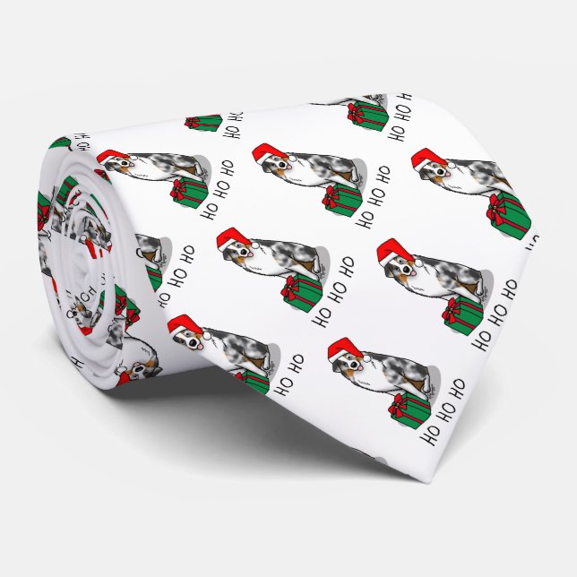 Corbata Navidades Pastor Australiano (azul merle tan/w 1) (Enrollado)
