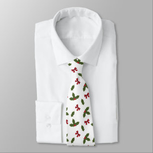 Corbata Navidades Patrón Común Planta Holly Y Barras Rojas
