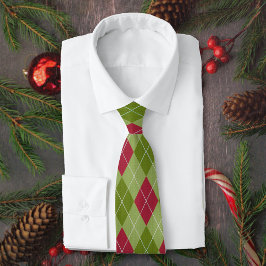 Corbata Navidades punto Argyle con diamantes rojos y verde