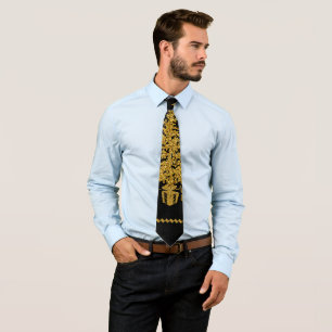Corbata Navidades Purpurinas de oro, Feliz Navidad