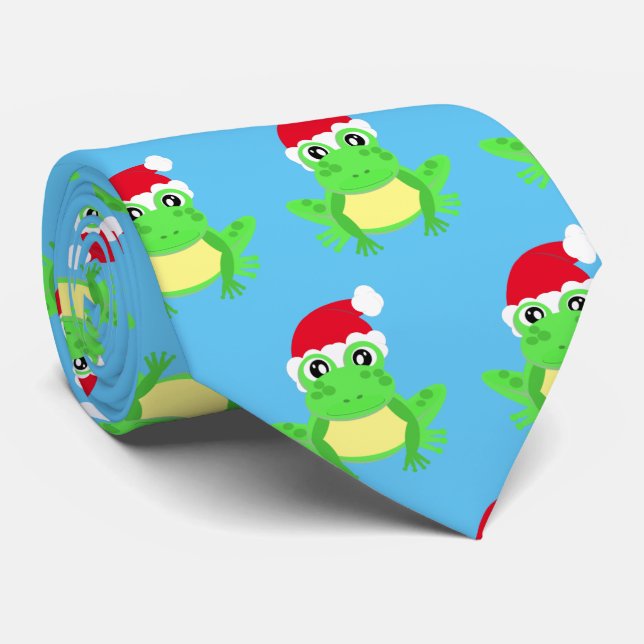 Corbata Navidades Rana Azul Santa Hat Novedad (Enrollado)