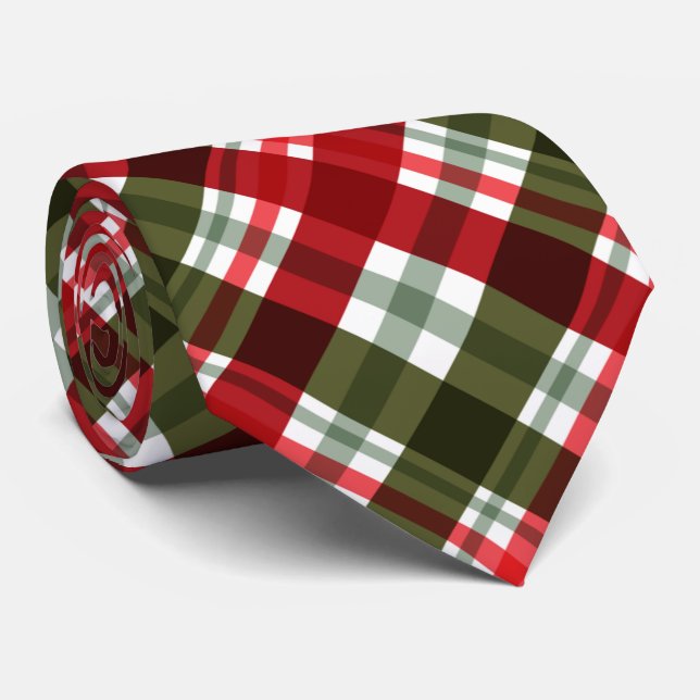 Corbata Navidades Red Green Plaid (Enrollado)