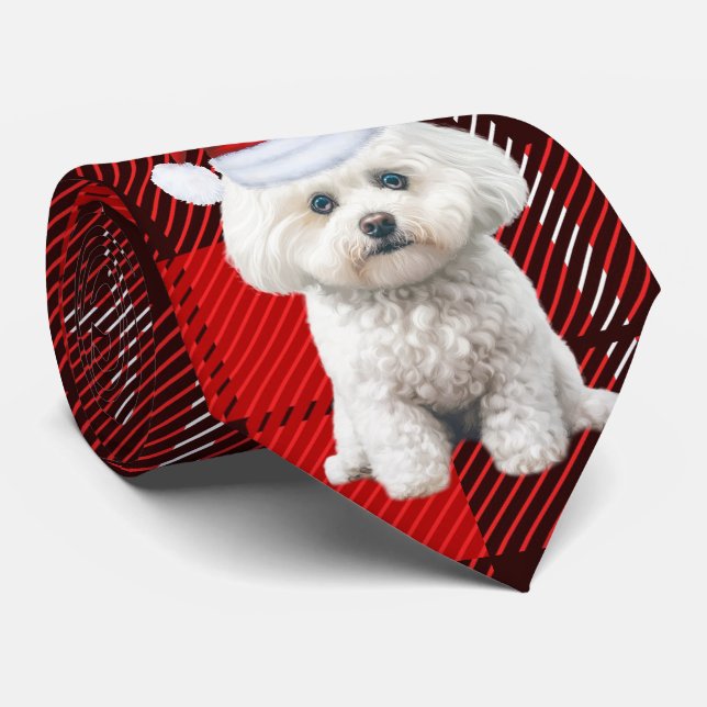 Corbata Navidades rojos de la festividad de perro de Coton (Enrollado)