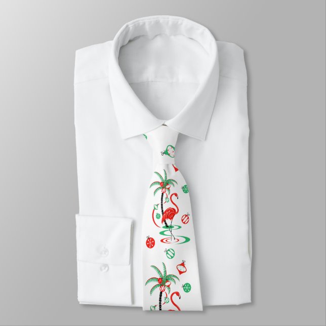 Corbata Navidades rojos Flamingo Baubles tie (Atado)