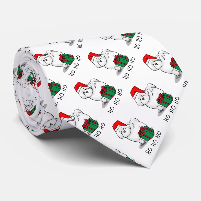 Corbata Navidades Santa Bichon Frise Dog Cute (Enrollado)