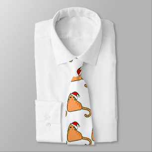 Corbata navidades santa claus gorra naranja tabby cat