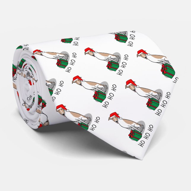 Corbata Navidades Santa Hat Whippet Dog Fawn & white Cute (Enrollado)