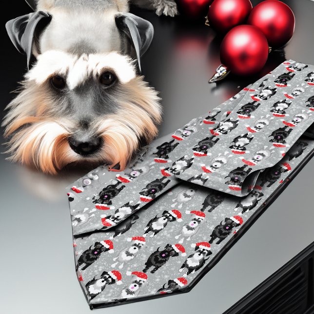 Corbata Navidades Schnauzers en Santa Hats (Subido por el creador)