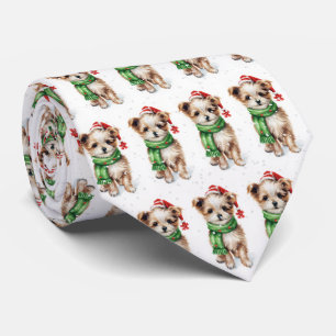 Corbata Navidades Shih Tzu En Copos De Nieve