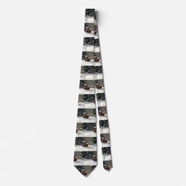 Corbata Navidades Shih Tzu nevan en invierno (Anverso)