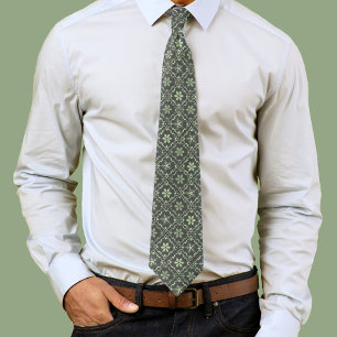 Corbata Navidades Simple Snowflake Winter Green Pattern