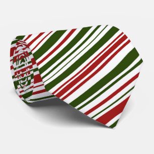 Corbata Navidades simples de rayas rojas y verdes