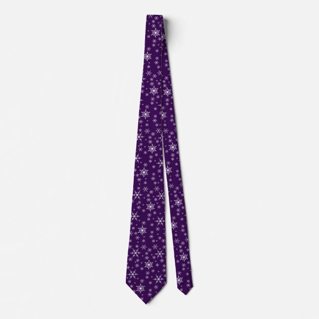 Corbata Navidades Snowflake En Morado (Anverso)