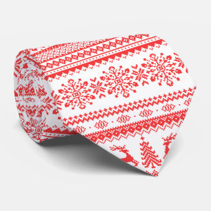 Corbata Navidades suéter rojo liso monograma de patrón