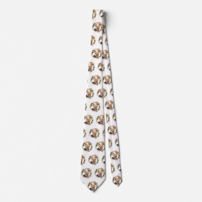 Corbata Navidades Terrier de Yorkshire Wreath Festimes Pup (Anverso)