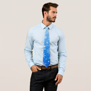 Corbata Navidades vacaciones Estética Moden Snowflake Azul