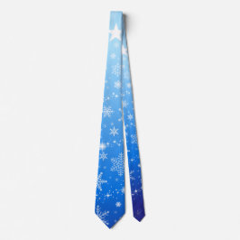 Corbata Navidades vacaciones Estética Moden Snowflake Azul